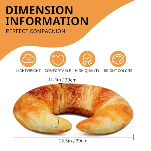Goetland Croissant Pillow U Shpae Neck Pillow Bread Pillow Sofa Cushion Back Cushion for Kids Traveling Living Room Home Decor