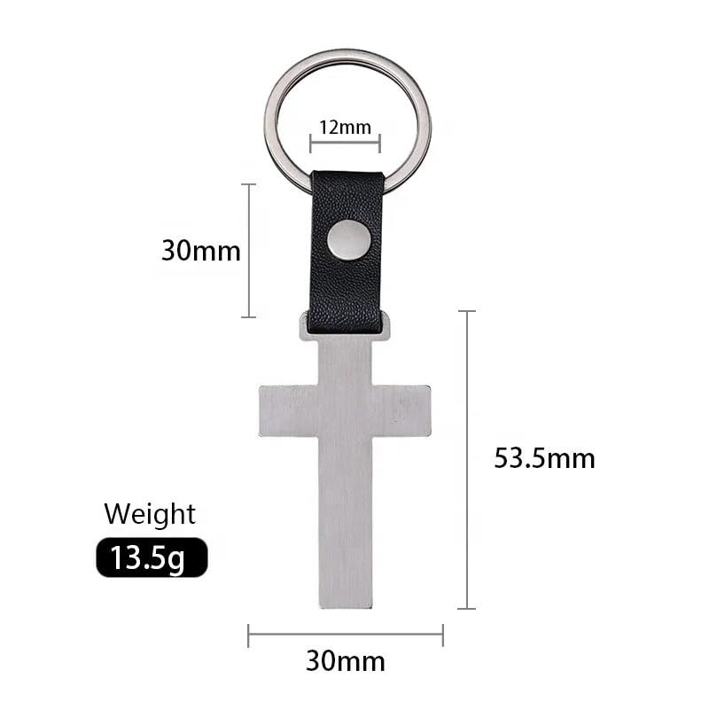 Harts Christian Cross Keyring with Leather PU Insert, 54mm x 30mm, Gold and Silver, 10cm Total Length