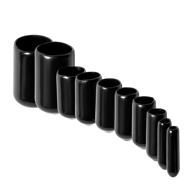[Australia - AusPower] - UTSAUTO 100Pcs Flexible Rubber End Caps 10 Most Popular Size Round Screw Thread Protectors Black Vinyl Blot Protector Safety Caps Kit for Tube Screw Bolt (2mm,3mm,5mm,6mm,6.5mm,7mm,8mm,9mm,10mm,12mm) 