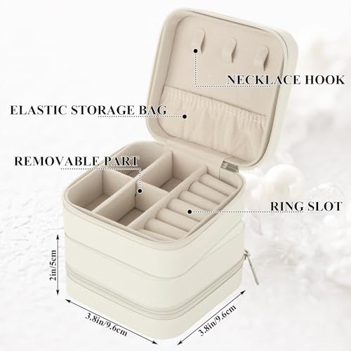 LANIAKEA 12PCS Travel Jewelry Case Box Mini Jewelry Travel Case PU Leather Small Travel Jewelry Case Organizer Storage for Women (White)