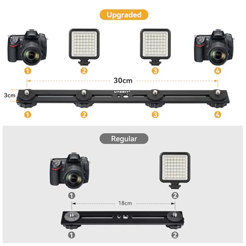 UTEBIT 2 Pack Straight Flash Mount, 1/4-3/8 Thread Hole Tripod Mount 13 Inch