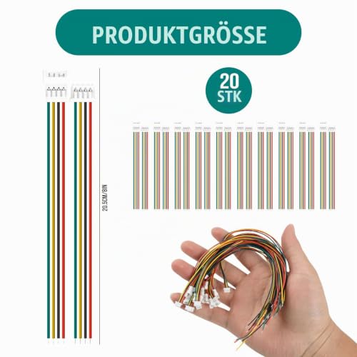 10 Sets Mini Micro 1.25 mm 4-Pin Connector Set with UL1571-26AWG Cable, 4-Pin Connector for Electronics, LED, Model Making, DIY Projects, Durable PH 2.0 Alternative
