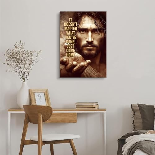 Jesus Christ Wall Art Modern inspiring spiritual Religious Canvas Jesus Painting Picture Wall Decor Motivational Bible Poster Print for Bedroom Church Living Room Home Decoration(16X24 in Canvas) Jesus03 16"L x 24"W