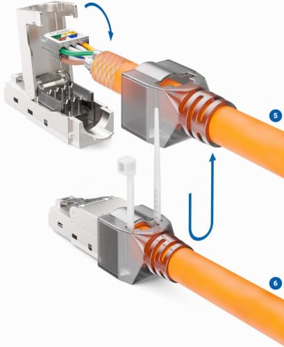 deleyCON CAT 6a Network Connector RJ45 LSA, Shielded, 10 Gbps, Pack of 24 | With LSA connection for rigid installation cable, LAN cable, network cable, CAT6a plug and metal housing 24 pieces