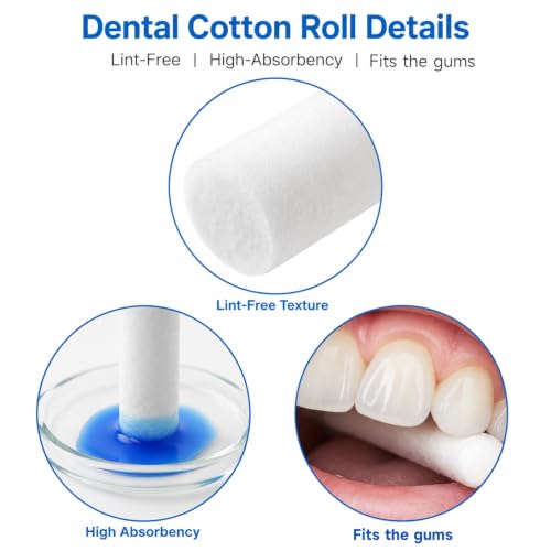 Pack of 200 Dental Cotton Rolls, Highly Absorbent Cotton Nasal Tamponade Alternative