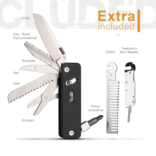Roxon S503G Flex Companion 9-in-1 modular EDC multitool pocket knife in black D2 steel