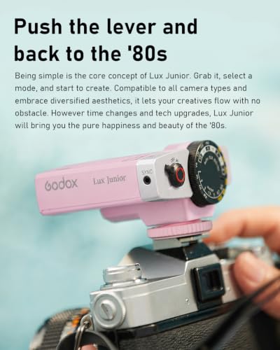 Godox Lux Junior Retro Camera Flash with PC sync Ports (Pink, 4.6oz) Pink