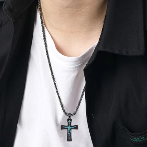 Cross Necklace for Men 925 Sterling Silver Black Cross Necklace Religious Jewelry Gifts for Men