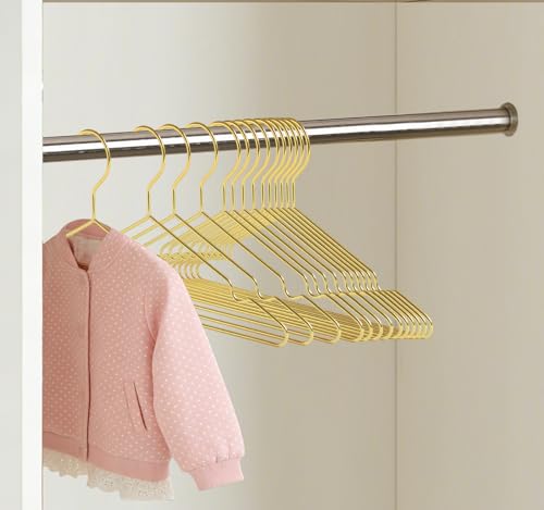 Gold Kids Wire Hangers 30 Pack,12.6 Inch Baby Strong Metal Hanger,Heavy Duty Metal Child Wire Hanger for Closet,Children's Gold Hangers 12.6"W x 7.2"H