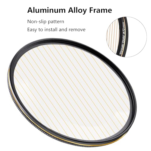 72mm Variable Gold Streak Filter, Special Effects Lens Filter 72mm