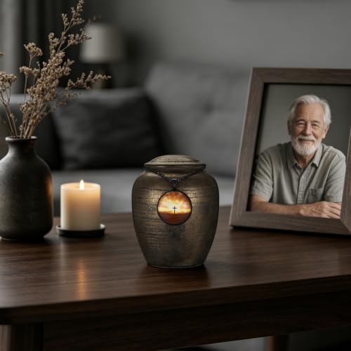 Dletay Small Urns for Human Ashes Gilded Ceramic Cremation Urns for Men Women Funeral Sharing Handcrafted Ashes Keepsake Decorative Memorial Mini Urn for Ashes Pet 3.54Inch Black-Gold