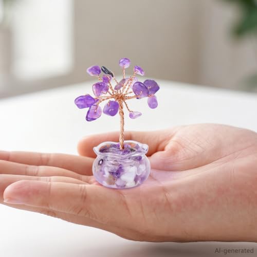 Crystal Tree of Life Money Tree, Purple