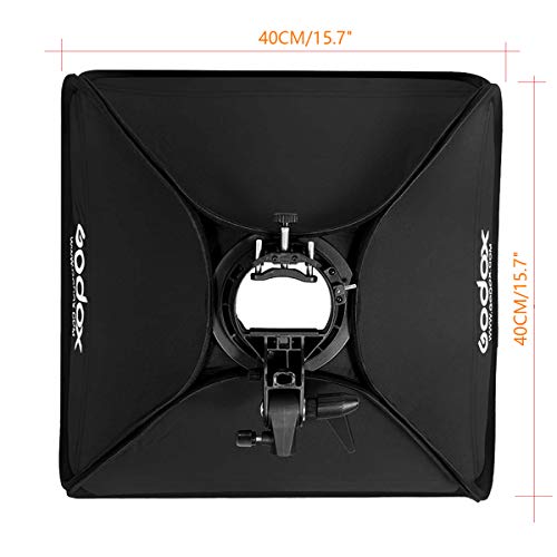 Godox S Type Bracket Bowens Holder S Mount Holder with Foldable 40x40cm /15.7x15.7 inches Softbox and Honeycomb Grid & Bag Kit for Flash Camera Studio Photography 15.7"x15.7"