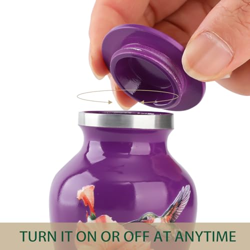 Small Urn for Ashes, Keepsake for Adults (Purple, Aluminum) urn-al-purple
