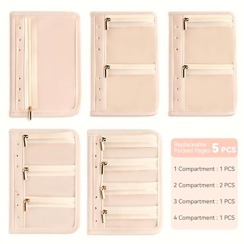 Travel Jewelry Organizer Booklet with 5 PCS Pages & 12 Zippered Pocket, Portable Jewelry Storage Pouch with PVC Windows – Mini Jewelry Travel Case for Necklaces, Rings & Earrings (Tulip) Tulip