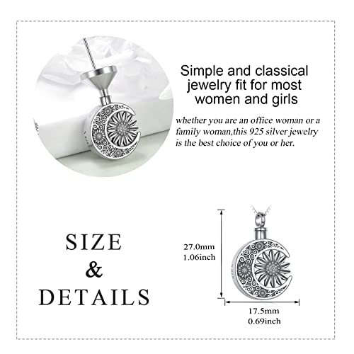 YAFEINI Urn Necklaces for Ashes 925 Sterling Silver Cremation Jewelry for Ashes Memory Jewelry for Women Men F-Sunflower Urn Necklace