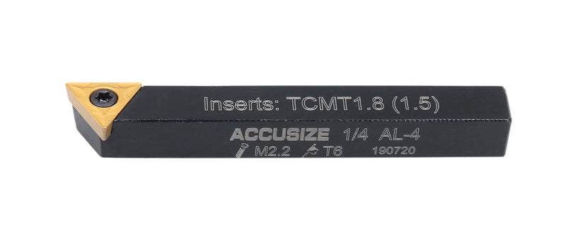 [Australia - AusPower] - Accusize Industrial Tools 1/4'' by 2'' Oal 5 Pc Indexable Turning Tool Set with Tcmt1.8(1.5) Carbide Inserts, 2380-5022 1/4 in 