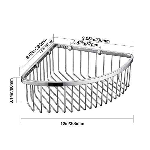 Corner Shower Caddy Organizer, SUS304 Stainless Steel Heavy Duty Rust-Proof Shelf Organizer, Wall Mounted Storage Rack for Bathroom, Brushed Chrome 90° Angle 01Chrome