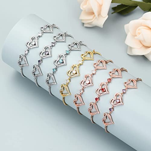 Cremation Jewelry Heart Urn Bracelet for Ashes for Women Cremation Link Memorial Urn Bracelet Jewelry Birthstone Bracelet Silver-white