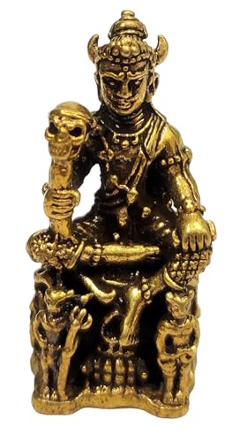 Purpledip Rare Miniature Brass Idol Yama Yamaraja God of Death & Justice: Collectible Statue with Detailed Very Fine Workmanship (12698Z)