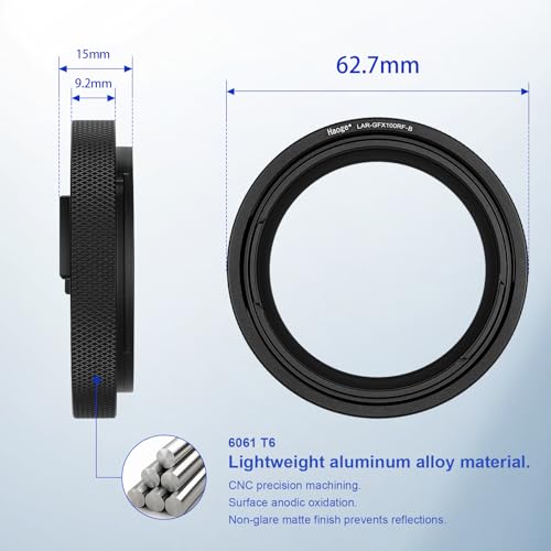Haoge Adapter Ring for Fujifilm GFX100RF Camera Square Metal Lens Hood Accessories Bayonet Shades Compatible with GFX100RF Original Lens Cap Black