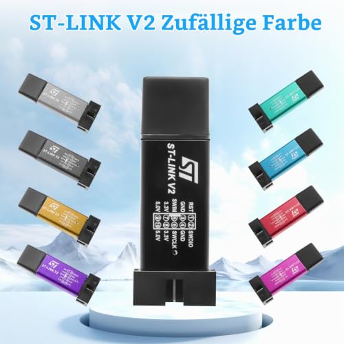 ST-Link V2 Emulator Downloader Programmer, ST-Link V2 Mini Debugger Programming Emulator Downloader for ST-M8 STM-32 with Dupont Wires (Pack of 2)