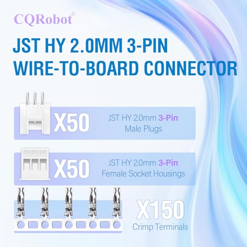CQRobot JST HY 2.0mm Grid 3-Pin Electrical Connector Adapter | Connector strip socket housing crimp contacts PCB cable board adapter cable assembly 50 sets/250 pieces 3P