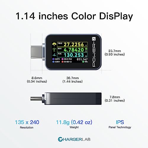 ChargerLAB POWER-Z C240 Portable USB-C Current Tester, Digital Power Meter, Supports up to 240W and PD3.1 QC5.0, for USB-C Phones, Laptops, Chargers and More
