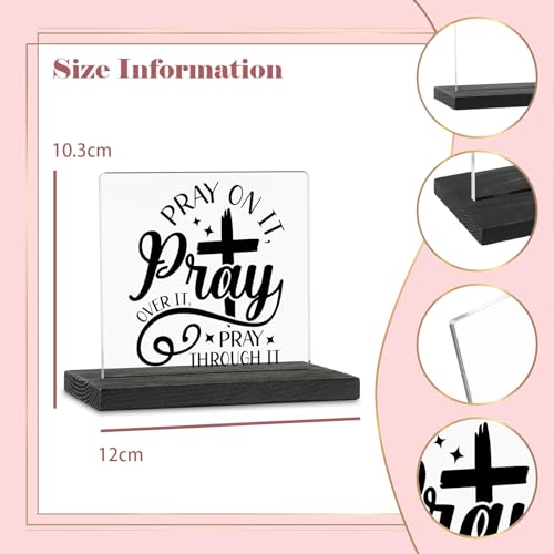 vizuzi Pray On It Bible Verse Gifts for Women, Scripture Decor for Desk, Christian Quote Desk Decor, Religious Gifts for Women Christian Friendship Acrylic Desk Decorative Sign ZBB41, black