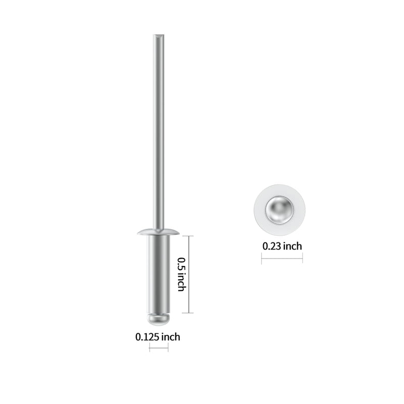 [Australia - AusPower] - (260Pcs) 1/8" x 1/2" Aluminum Blind Rivets, 3.2 x 12mm Pop Rivets,Rivets for Metal,Silver-(VG10103) 1/8" x 1/2"(260pcs) Silver 