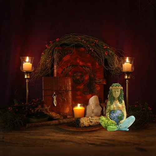 Mother Earth Statue, 7" Fertility Gaia Goddess Statue, Nature Pregnant Wiccan Altar Supplies, Moon Yoga Alter Table Witchcraft