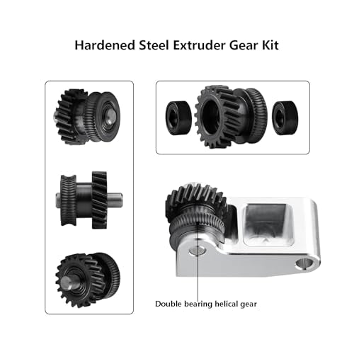 Upgrade Hardened Steel Extruder Gear Assembly for Bambu Lab P1P, P1S, X1C, X1E, Oblique Tooth Nano Coating Hardened Steel Extruder Dual Gears Kit for X1/P1 Series