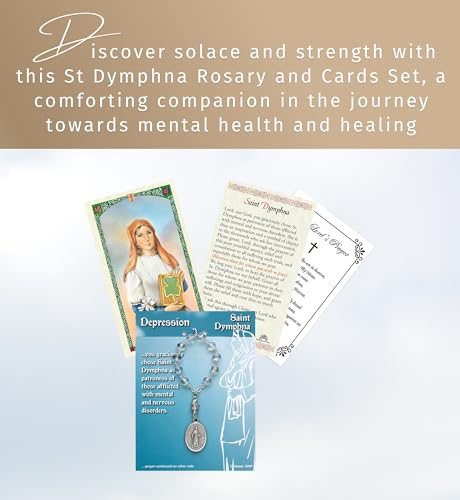 One Decade St Dymphna Rosary - Saint Dymphna Rosary, Laminated Saint Dymphna Prayer Card, Lord's Prayer Card - St.Dymphna Rosary, Patron Saint of Depression, Mental Health, Anxiety Theme Set - 3 Items