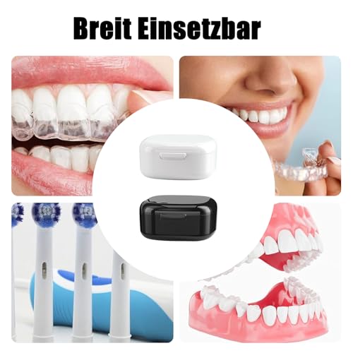 Pack of 2 Denture Box, Portable Denture Box, Denture Box with Hanging, Portable for Storage and Cleaning Dummies and Braces (Black, White)