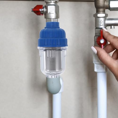 Abaodam Tap Sediment Filter Pre-Filter Water Filter | Transparent sediment water filter for washing machine and bathroom, limescale filter accessory with ABS housing, 1 piece