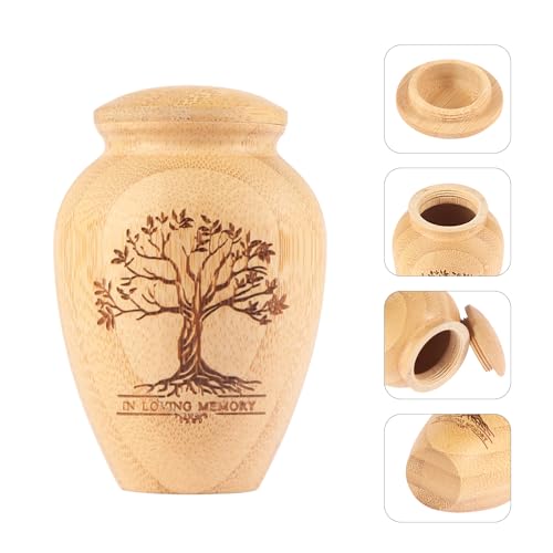 Small Urns for Human Ashes Dad Mom - Beautiful Tiny Keepsake Urns for Pets - Mini Tree of Life Urn Made of Bomboo - Hold 5 Cubic Inches of Ashes (Tree of Life)