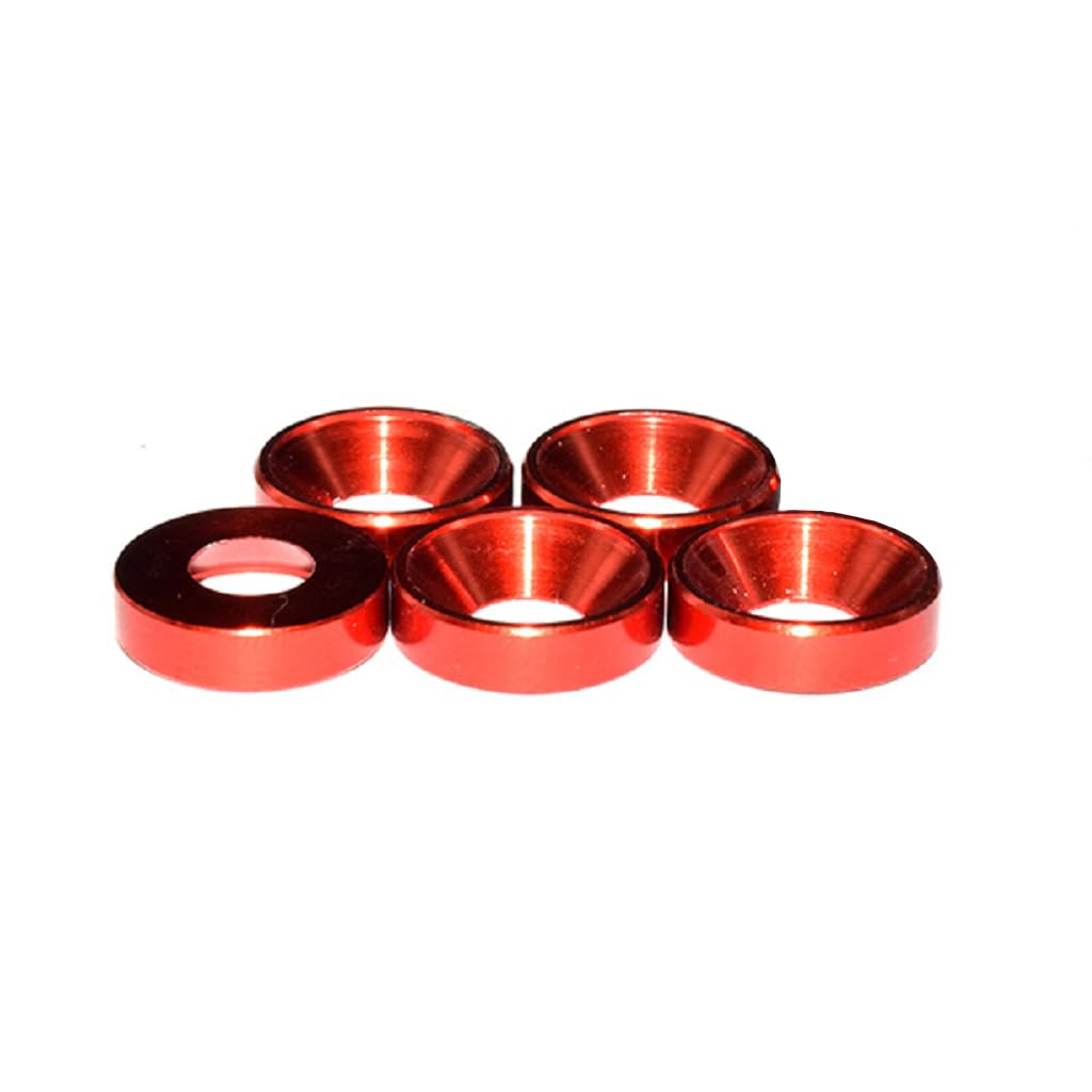 50pcs M3 Countersunk Washers Alloy Aluminum Screw Gaskets (Red) Red