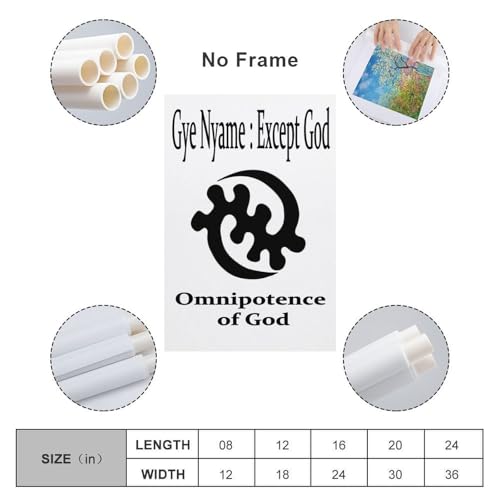 Gye Nyame Except God Adinkra Symbol African Canvas Printing Wall Art Prints Posters Spiritual Faith Minimalist Wall Decor for Living Room Bedroom Office Classroom 12x18inch(30x45cm) style-1 18"L x 12"W