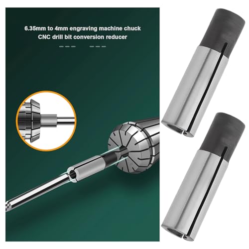 SG Store 2pcs 6.35mm to 4mm Carving Drill Bit CNC Chuck Adapter Reducing Sleeve Adapter Suitable for Carving Machine ER Chuck Spindle Motor