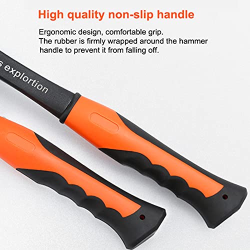 Geological Hammer 800g TPR Coated Handle Pointed Tip Hammers Multifunctional Geology Hand Tools for Mineral Exploration Investigation