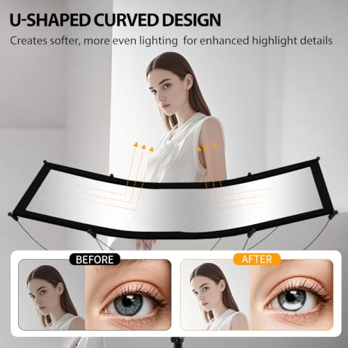 Photography Reflector with Stand, 59"x24" U-Shaped Light Reflector Kit 59"x24"
