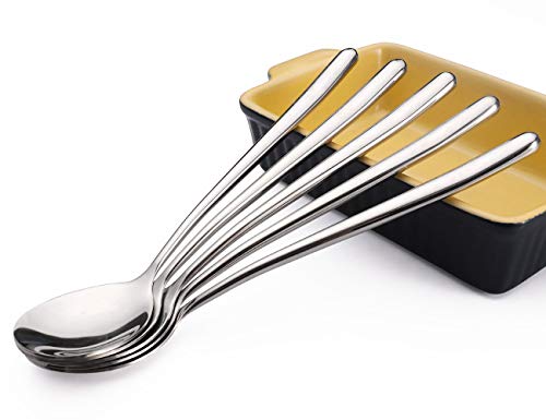 Miupoo Spoons,Stainless Steel Long handled soup spoons,Silver,10 Piece (8.7x1.6 Inches)