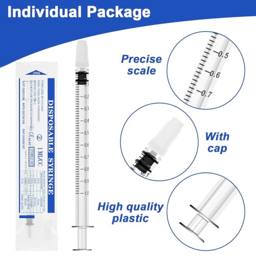 HXC 120 syringes 1 ml syringe sterile colostrum syringe without needle | 1ml Syringe Colostrum Collector Dosing Syringe Plastic Individually Packed Syrings for Colostrum Collecting Animal Feeding