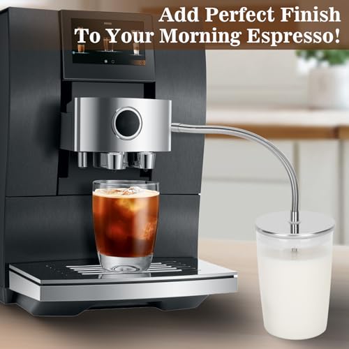 16.9 oz Glass Milk Container for Jura & Stainless Steel Milk Pipe Casing with HP3 Adapter, Compatible with Jura Coffee Machine Models: Z8, Z6, J6, S8, S80, E8, GIGA X8G2/ X3G2, X8, X10, WE8 Container+Casing