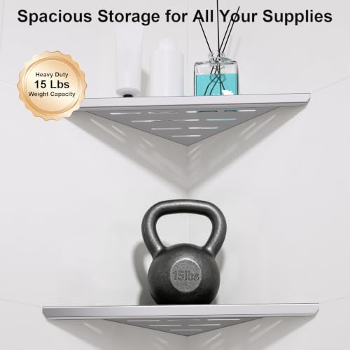 YACVCL Corner Shower Shelf,Brushed Nickel 304 Stainless Steel 10" Slot Design Recessed Corner Shelf Bathroom for Tiled Wall,No-Drill Rack Storage Bathroom Accessories,2 Pack Brushed Nickel 2 Pack