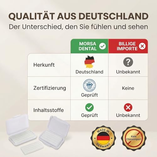 MORSA Dental Braces Wax Set of 10 - 10 Cans of 5 Strips | Orthodontic wax | Dental Wax Transparent | 125 Years of Expertise | ISO 13485 | Toxicity Tested | Made in Germany 10x cans