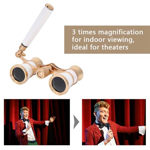 Opera Glasses, 25mm Optics Lens Theater Binoculars, Binoculars Compact, with Carry Pocket, for Kids, Adults, Costume, Indoor Viewing, 11 * 6.3 * 3cm/4.3 * 2.5 * 1.2in