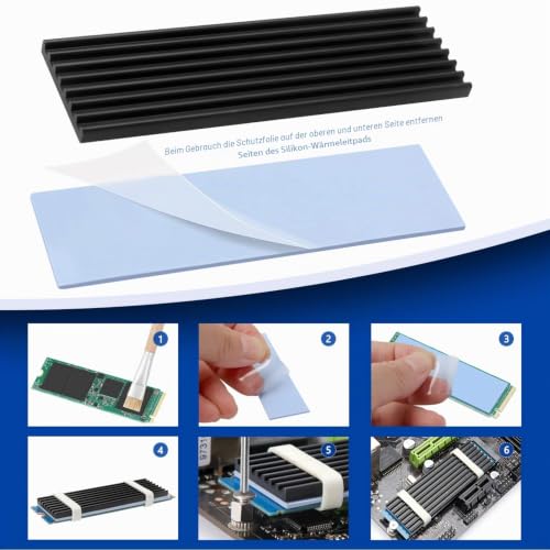 4 Pack M.2 SSD Heatsink VooGenzek Aluminum Heatsink with M.2 SSD Screws and Heat Conductive Silicone Pads for M.2 Heatsink Laptops and Desktops, 70x22x3mm, Black Black - 70X22X3 mm
