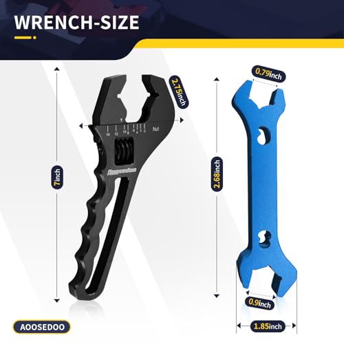 Adjustable AN Fittings Wrench AN Wrench for AN Hose Fitting Adapters AN Fitting Tool 3AN-16AN Lightweight Aluminum Black. With a Double Hose End Fitting Wrench 6AN Socket-AN8 B-nut Blue Black & Blue