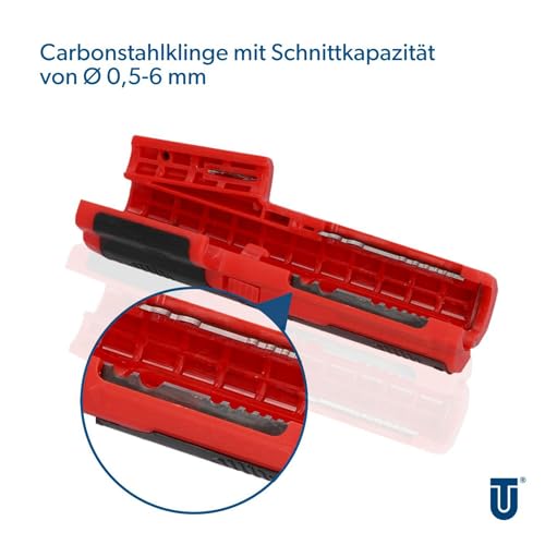 UNITEC Cable stripper for round and longitudinal cutting, for round cables with a diameter of 8-13 mm, suitable for coaxial cables RG59 and RG6
